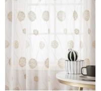 Voilages - 140x225 cm - Broderie dorée - 2 pièces - Intérieur