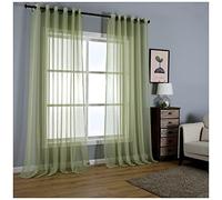 Voilages à Oeillet Rideaux Moustiquaires Fenêtre en Polyester Transparents Décoration pour Salon Chambre Bureau Couleur Pure Rideaux de Fenêtre Panneaux Voile de Fenêtre Vert 132X160cm(1 Panneau)