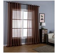 Voilages à Oeillet Rideaux Moustiquaires Fenêtre en Polyester Transparents Décoration pour Salon Chambre Bureau Couleur Pure Rideaux de Fenêtre Panneaux Voile de Fenêtre Brun 182X213cm(1 Panneau)