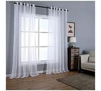 Voilages à Oeillet Rideaux Moustiquaires Fenêtre en Polyester Transparents Décoration pour Salon Chambre Bureau Couleur Pure Rideaux de Fenêtre Panneaux Voile de Fenêtre Blanche 132X160cm(1 Panneau)