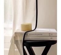 Voilages blancs modernes de 260 x 270 cm avec bords noirs en polyester doux et translucide pour chambre à coucher, salon, décoration d'intérieur élégante, 1 pièce