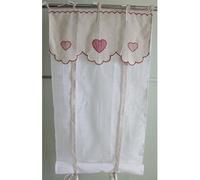 Voilages - FANNY & CELINE - Elodie Beige - Lot de 2 - 60x160cm - Broderie et Dentelle