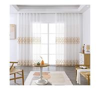 Voilages Intérieurs Oeillets, Rideau Marron Voilage 2 Pièces Rideau A Oeillets Polyester Géométrique Transparent Rideaux Intérieurs 132x244cm