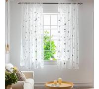 Voilages transparents à motif lune et étoiles pour salon, chambre à coucher, ou décoration, 1 pour M de long, options dorées et argentées disponibles (argenté)