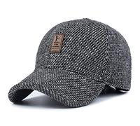 VoilaLove Casquette de Baseball pour Homme en Laine et Tweed avec Cache-Oreilles Pliables, a-Gris, M