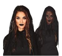 FIESTAS GUIRCA | Voile Noir Mantilla pour Femme Adulte - (Taille Unique) - Diadème en Dentelle pour Halloween, Carnaval et Fêtes Costumées - Accessoire de Costume pour Célébrations Culturelles - Noir