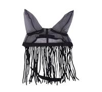 Voile anti-mouches léger à franges en nylon - Se fixe facilement au licol de cheval - Noir - Poney