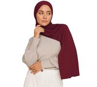 Voile Chic Écharpe hijab en jersey de qualité supérieure pour femme - Écharpe islamique enveloppante hijabs, bordeaux, 1 pack