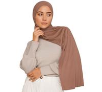 Voile Chic Écharpe hijab en jersey de qualité supérieure pour femme - Écharpe islamique enveloppante hijabs, Taupe foncé, 1 pack