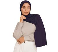 Voile Chic Écharpe hijab en jersey de qualité supérieure pour femme - Écharpe islamique enveloppante hijabs, bleu marine, 1 pack