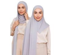 Voile Chic Écharpe hijab instantanée pour femme - Écharpe en jersey de qualité supérieure, gris, Dreierpack 1