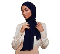 Voile Chic Écharpe hijab pour femme en mousseline de soie de qualité supérieure antidérapante, bleu marine, 1 pack