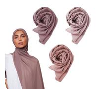 VOILE CHIC Hijab Écharpe en mousseline de soie antidérapante, Rose taupe, rose poudré, gris terre, 3-Pack