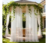 Voile Curtains 210 x 270 cm Translucide, Bloquer, Anti-UV, Separation, Lumiere, Lumière Filtrer Souple Demi Transparent Intérieurs pour Salon, Balcon, Chambre, Blanc