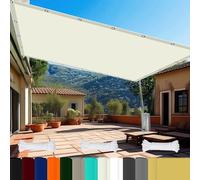 Voile D’Ombrage Carré 6.5 x 9 m UV Protection avec Oeillets Tissu Polyester Multi Couleur et Taille Toile Imperméable pour Terrasses Balcons et Jardins, Blanc cassé