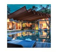 Voile d’ombrage ondulée rétractable U,Store Enrouleur Coulissant en Forme De U，Anti-UV HDPE,HDPE Toit Couverture D'ombre，Respirante pour Balcon Jardin terrasse(W3*L15m/W9.84*L49.21ft)