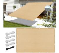 Voile d’ombrage Rectangulaire 180 x 380 cm, Protection Solaire HDPE, Respirant, Perméable, Filet Ombrage Pergola Filets D'Ombrage, Toile Ombrage Taud Soleil, pour Pergola, Extérieur, Jaune Sable