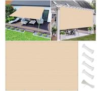 Voile D’Ombrage Rectangulaire 2.2 x 4.4 m Protection Solaire, Respirant, Perméable à L’Eau Bache Ombrages Voile Carré avec Oeillets et Cordons pour Terrasse Extérieur Piscine, Couleur Crème