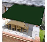 Voile D’Ombrage Rectangulaire 2.4 x 4 m Imperméable, Anti-UV Voile Ombrage avec Oeillets et Cordons sans Perçage pour Patio Terrasse Jardin Balcon Extérieur, Vert Foncé