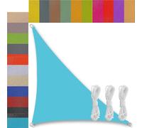 Voile d’ombrage Triangulaire Triangle pour Patio Imperméable Protection UV 95% Toile imperméable pour terrasse Patio Jardin extérieur Piscine Lac Bleu 3.6x3.6x5.1m