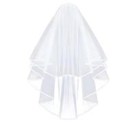 Voile de Mariage Mariée, Voile de Mariage Courte 2 Couches avec Peign pour Déguisements de Soirées Fête Reprises de Banquet Halloween Bachelor Party (60-80 cm)