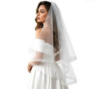 Voile De Mariage Mariée, Voile De Mariée Court Avec Peigne, Voile De Mariage Courte 2 Couches Pour Déguisements De Soirées Fête Reprises De Banquet Halloween Bachelor Party