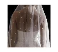 Voile De Mariage Perles Blanc Ivoire Long Voile De Mariée Avec Peigne Une Couche Cathédrale Voile De Mariage avec Perles Cristal Perles 75-300 cm Pour Les Mariages, FêTes, DéCorations De ScèNe(White,3
