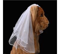 Voile de mariage pour animal de compagnie - Coiffe de mariée pour chien de petite, moyenne et grande taille (1 : blanc)