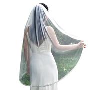 Voile de mariage respirant et scintillant - Courte longueur - Pour intérieur et extérieur - Pour cérémonie de mariage - À utiliser avec un peigne à cheveux facile, blanc, Taille unique