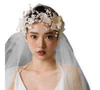 Voile de mariée à une seule couche unique en tulle élégant pour fête de mariage et demoiselles d'honneur, fournitures de fête d'enterrement de vie de jeune fille, blanc, taille unique