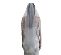 Voile de mariée avec broderie florale - Coiffe de longueur moyenne pour robe de mariée et accessoires photo
