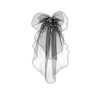 Voile de mariée avec nœud en ruban - Décorations de fête de mariage - Cadeau de future mariée - Blanc - Voile de princesse pour enterrement de vie de jeune fille, Noir HSJ7175BLK, taille unique