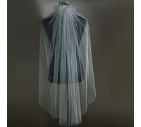 Voile de mariée avec nœud papillon perlé et faux perles charmants, longueur au bout des doigts, parfait pour les fêtes et les mariages 1 mètre de long et 1,6 mètres de largeUnicolorePolyamide