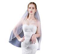 Voile de mariée avec perles pour concours de beauté, bal de fin d'année, coiffe élégante Mantilla pour fille, accessoires photo, voile à une seule couche, peigne réglable, voile de tulle de mariée