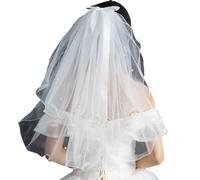 Voile de mariée avec perles pour concours de beauté, bal de fin d'année, coiffe élégante Mantilla pour fille, accessoire photo, pince à cheveux confortable à une seule couche
