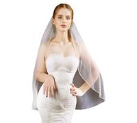 Voile de mariée avec perles pour concours de beauté, bal de fin d'année, coiffe élégante Mantilla pour fille, accessoires photo, voile à une seule couche, peigne réglable, voile de tulle de mariée, a