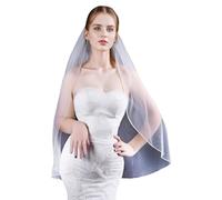 Voile de mariée avec perles pour concours de beauté, bal de fin d'année, coiffe élégante Mantilla pour fille, accessoires photo, voile à une seule couche, peigne réglable, voile de tulle de mariée