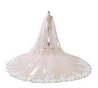 Voile de Mariée, Blanc Ivoire Accessoires De Mariage Dentelle Appliques De Mariée Épaule Voile Cathédrale Tulle Longue Cape Cape Châle Cape Voile (Color : Ivory, Size : 400cm)