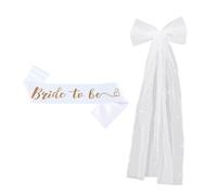 Voile de Mariée Blanc Perle Cheveux Arc, Bride to Be Sash, pour Femmes Demoiselles d'honneur Enterrement de vie de Jeune Fille Douche Nuptiale