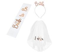 Voile de mariée Bridal Veil Set Headband Shoulder Strap White & Bronze Multiple Sizes