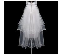 Voile de mariée Bridal Wedding Veil Tulle Bowknot Layers Ribbon Edge White 50x70cm/19.69x27.56in