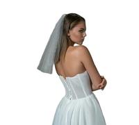 Voile de mariée délicat Mantilla à une seule couche avec perles pour enterrement de vie de jeune fille Bijoux de cheveux, C, Taille unique