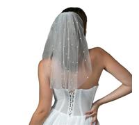 Voile de mariée délicat Mantilla à une seule couche avec perles pour enterrement de vie de jeune fille Bijoux de cheveux, D, Taille unique