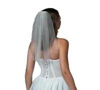 Voile de mariée délicat Mantilla à une seule couche avec perles pour enterrement de vie de jeune fille Bijoux de cheveux en tissu filet, C, Taille unique