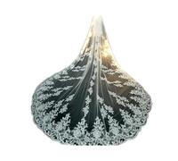 Voile de mariée élégant avec peigne, voile de mariée réglable en dentelle drapée, voile cathédrale, robes de mariée, accessoires de mariée éternels, essentiels de cérémonie luxueux(Ivory_300cm)