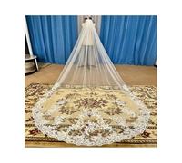 Voile de mariée élégant avec peigne, voile de mariée réglable en dentelle drapée, voile cathédrale, robes de mariée, accessoires de mariée éternels, essentiels de cérémonie luxueux(White 2_300cm)