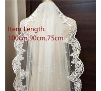 Voile de mariée élégant avec peigne, voile de mariée réglable en dentelle drapée, voile cathédrale, robes de mariée, accessoires de mariée éternels, essentiels de cérémonie luxueux(Ivory_100cm)