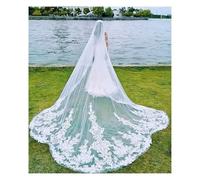 Voile de mariée élégant avec peigne, voile de mariée réglable en dentelle drapée, voile cathédrale, robes de mariée, accessoires de mariée éternels, essentiels de cérémonie luxueux(Ivory_350cm)