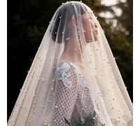 Voile de mariée en perles blanches de 1,5 cm de large, voile de chapelle for mariage, accessoires for décoration de mariage for femmes(Ivory,150cm)