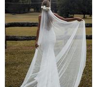 Voile de mariée long en ivoire avec perles et peigne, voile de mariage cathédrale à une couche, accessoires de mariée blancs - Blanc - 300 cm